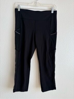 lululemon athletica Black Capri Leggings with Side Mesh Panels
